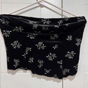 Black Floral Velvet Skirt